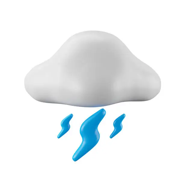 3d icon rendering of cloud and thunder, weather forecast.
