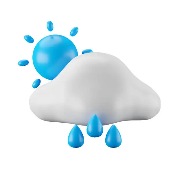 3d icon rendering of rainy day, weather forecast.