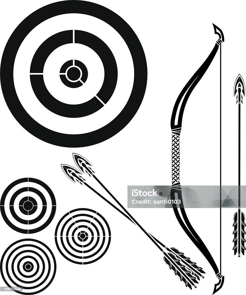 ステンシルのリボン、矢印と目標 - アーチェリーのロイヤリティフリーベクトルアート