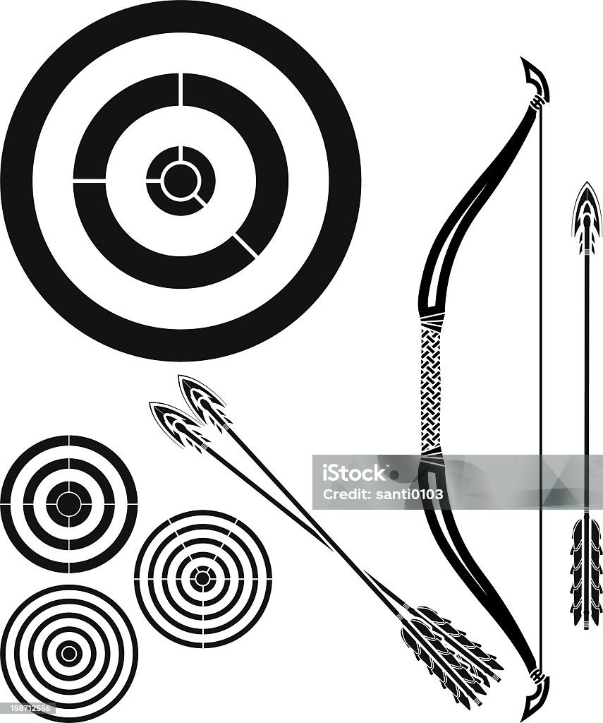 Трафарет бантом, стрелы и цели - Векторная графика Archery роялти-фри