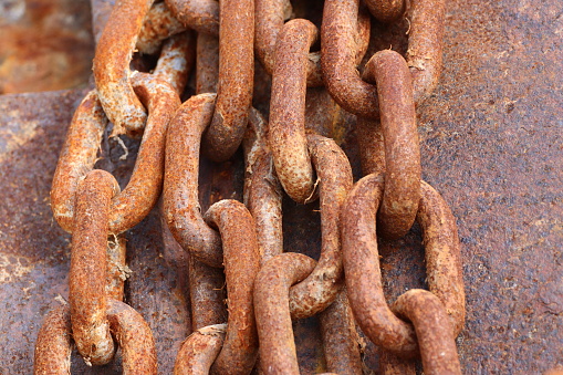 Close up of rusty chains