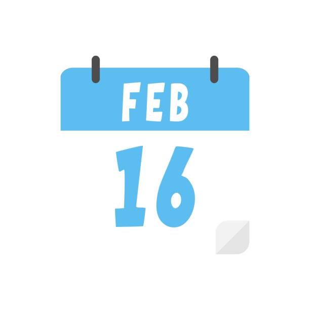 illustrazioni stock, clip art, cartoni animati e icone di tendenza di icona del calendario del 16 febbraio su sfondo trasparente - getting the mail