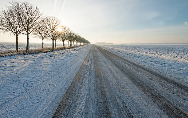 istock Road through a snowy countryside 158718190