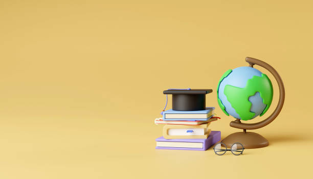 istock Back to school education background. degree cap and book. 3D render. 1587188866