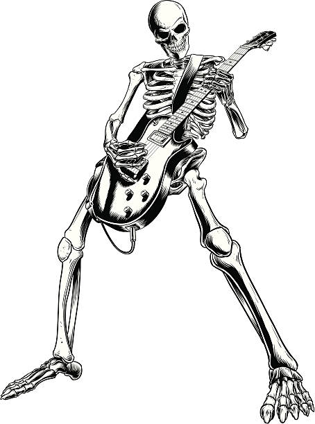 Rock and Roll Skeleton Vector illustration of a skeleton rocking out human skeleton stock illustrations