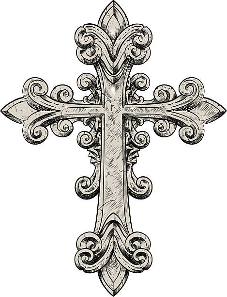 каменный крест - stone cross stock illustrations