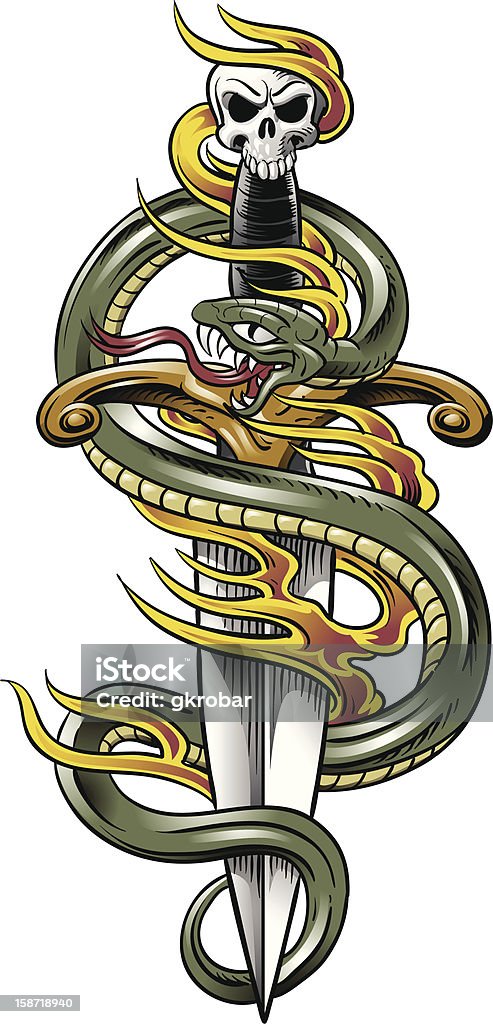 Змея & Татуировка в виде кинжала - Векторная графика Аборигенная культура роялти-фри