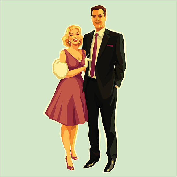 Retro Couple The perfect couple. formalwear illustrations stock illustrations