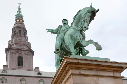 statue King Frederik the VII on Christiansborg Slotsplads in Copenhagen
