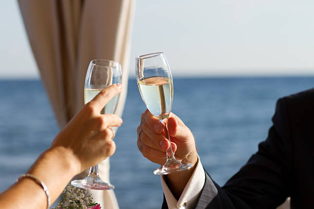 istock Couple raising wedding toast 158720980