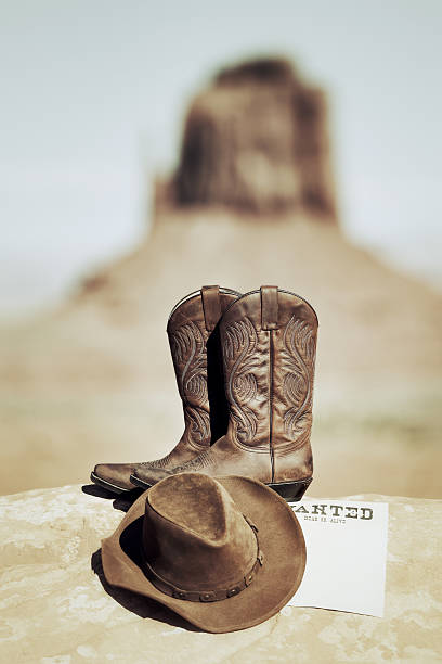 istock vintage wanted with boots and hat 158721106
