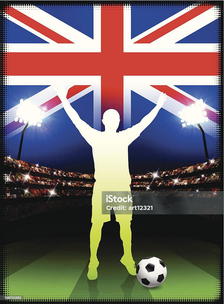 Grã-Bretanha Jogador de futebol no Estádio fundo - Vetor de Adulto royalty-free