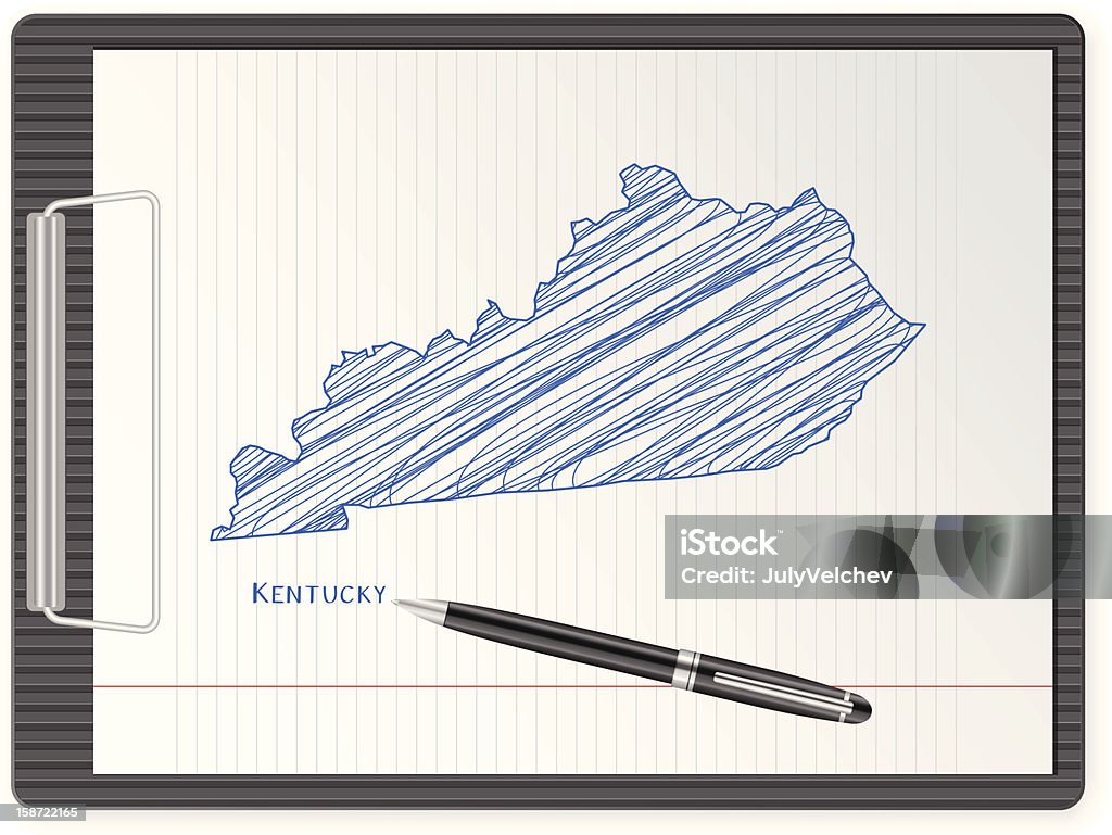 Klemmbrett Kentucky Karte - Lizenzfrei Ausrüstung und Geräte Vektorgrafik