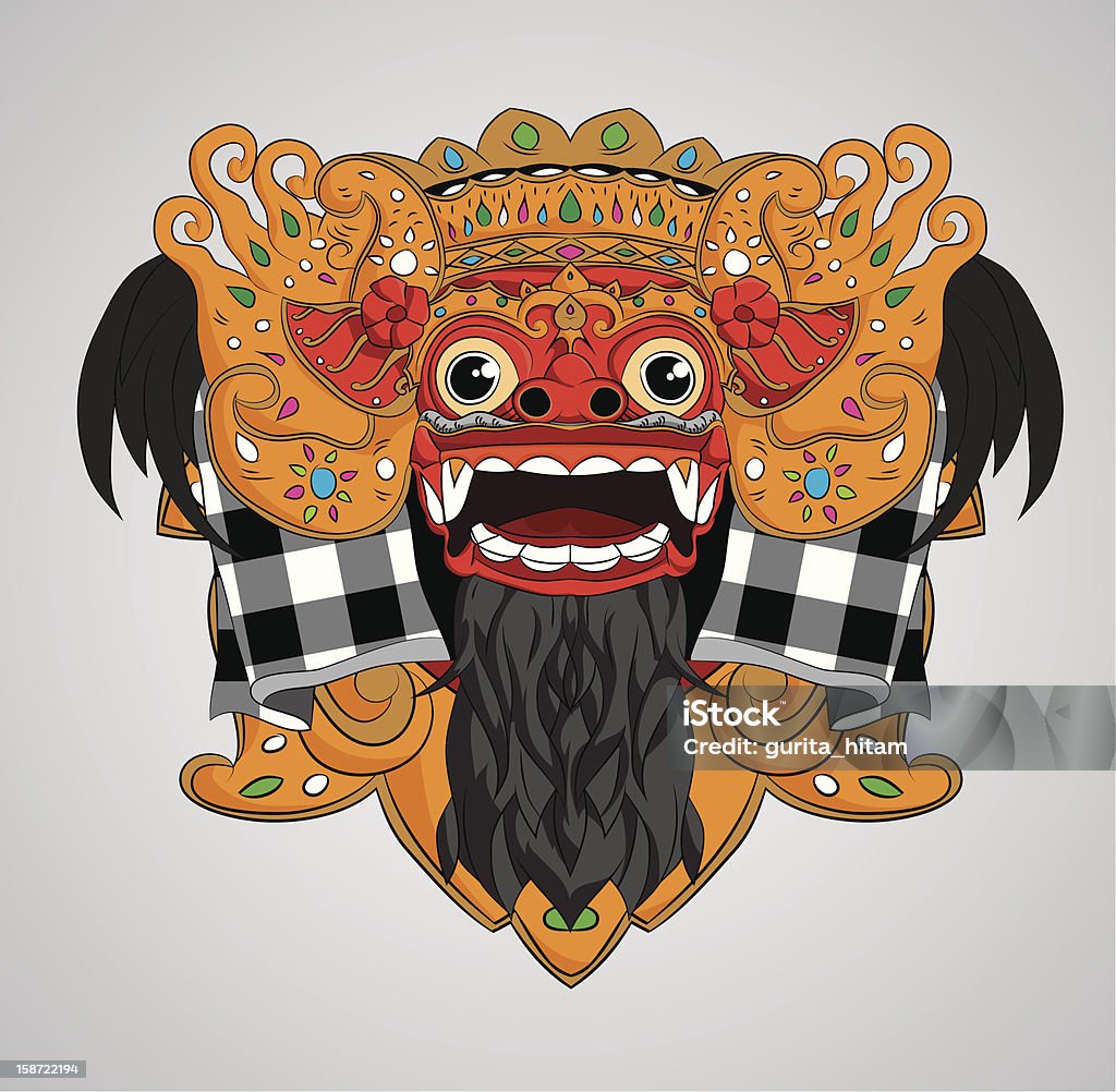 Barong Mask Barong dance mask from Bali which symbolizes kindness Barong Dance stock vector