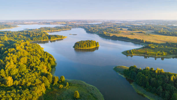 istock Aerial view of beautiful lake 1587228149