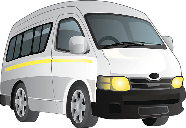 ilustrações, clipart, desenhos animados e ícones de van miniônibus branco - driving business travel car bus