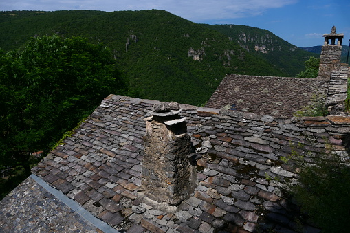 Slate roof, village of Saint-Véran, Aveyron