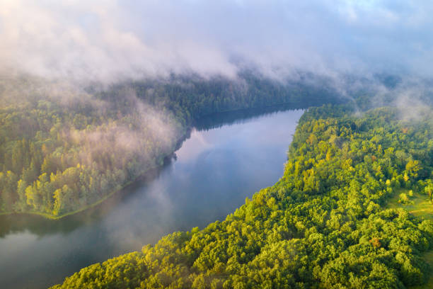 istock Aerial view of beautiful lake 1587236205