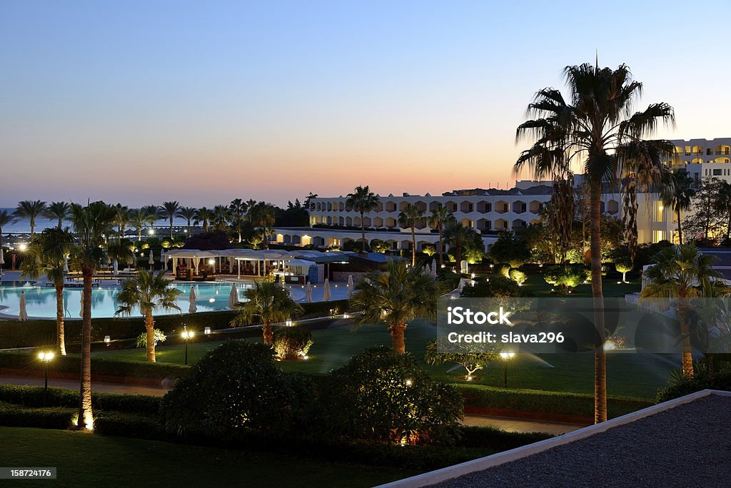 Pôr do sol no hotel de luxo, Sharm el Sheikh, Egito - Foto de stock de Areia royalty-free