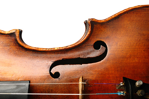 violin in vintage style on wood background close up, classical music concert