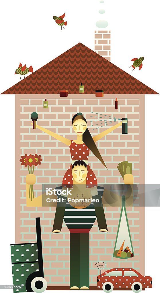 La famille et la maison - clipart vectoriel de Adulte libre de droits