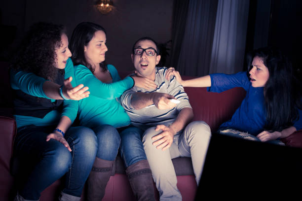 istock Four teenager watching tv 158728232