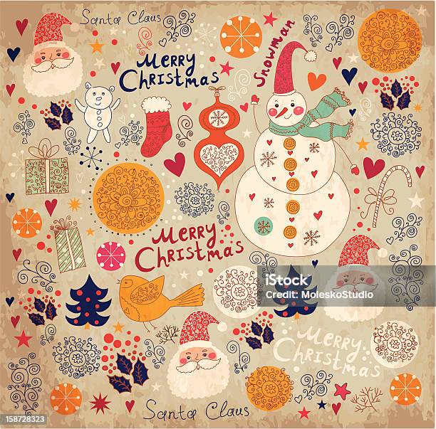 Carte De Noël Vecteurs libres de droits et plus d'images vectorielles de Bonhomme de neige - Bonhomme de neige, Boule de Noël, Design