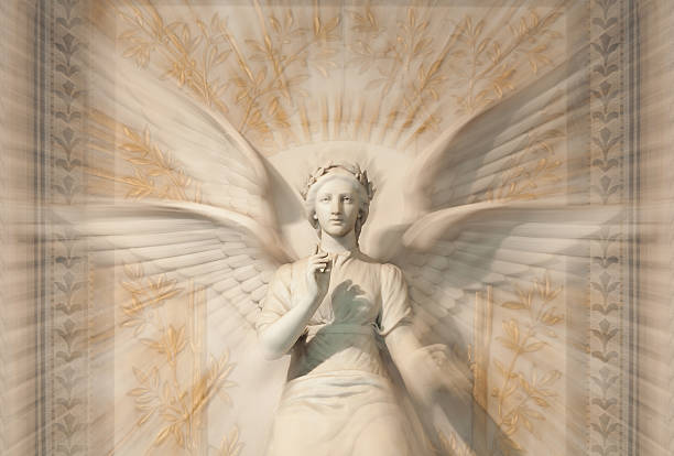 statue von frau engel. - statue angel marble white stock-fotos und bilder