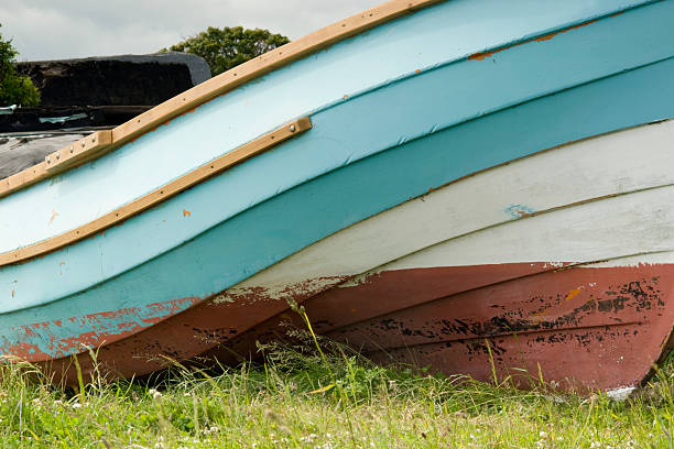 boat detail on Lindesfarne stock photo