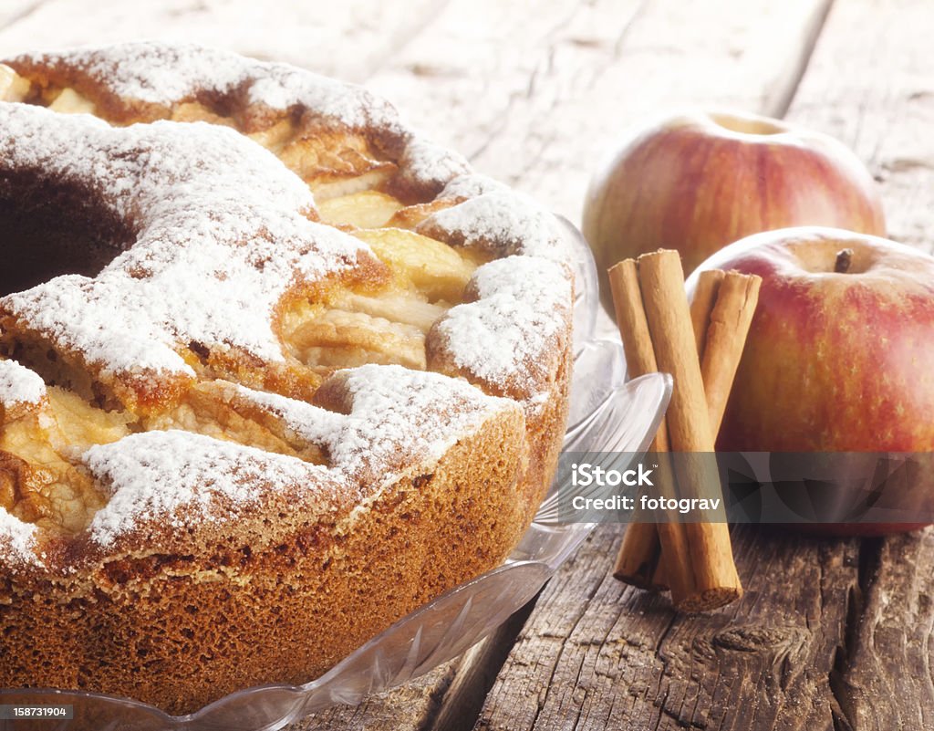 Apple Pie Apple pie with cinnamon on wood table Apple - Fruit Stock Photo