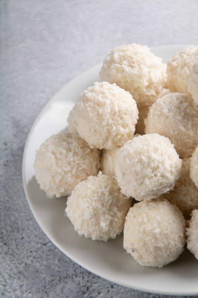istock photo of round coconut candy on a plate 1587332072