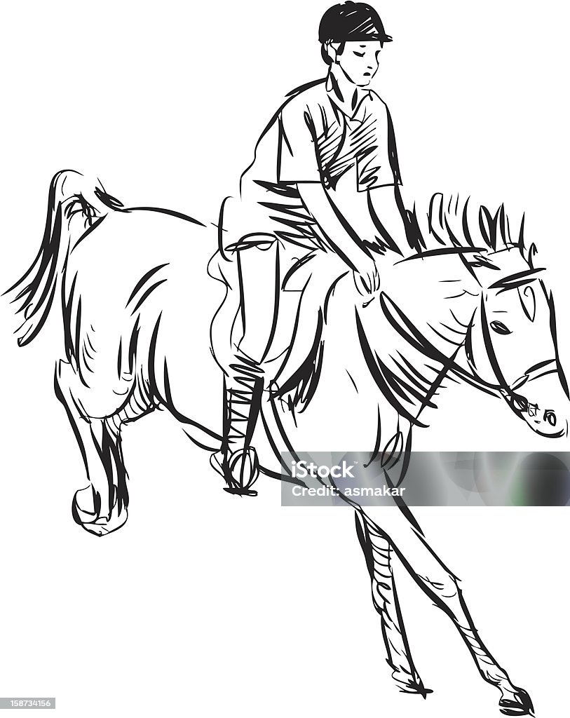 horsewoman - arte vectorial de Actividad libre de derechos