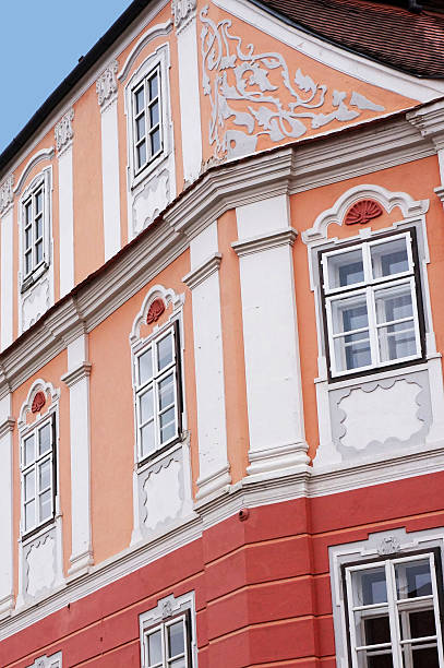 Colorful building in the center of Sibiu, Romania stock photo