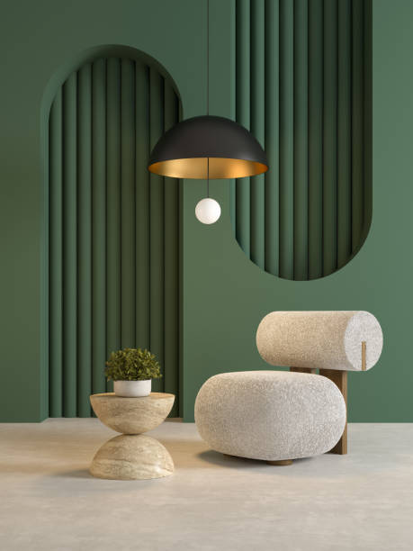 istock Memphis style conceptual interior room 3d illustration 1587373769