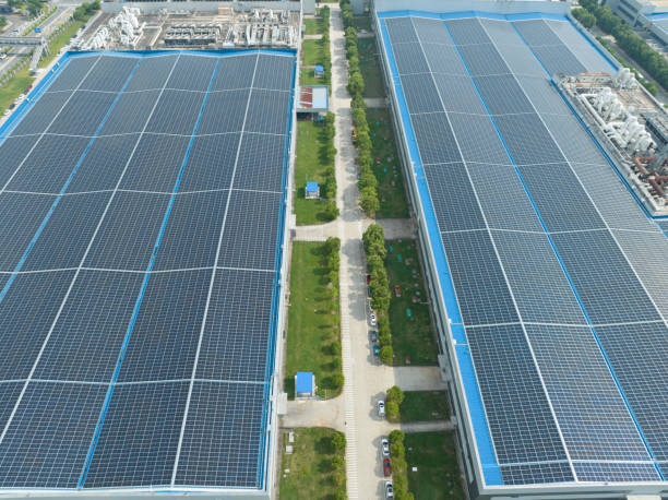 istock Roof solar power generation in industrial areas 1587378676