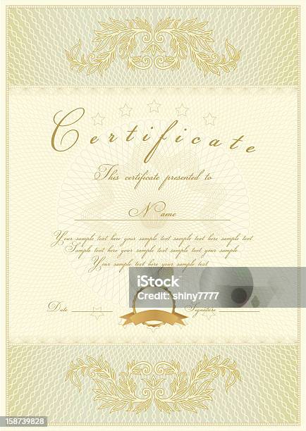 Vintage Diplôme Certificat Dachèvement Avec Bordure Dorée Vecteurs libres de droits et plus d'images vectorielles de Beige