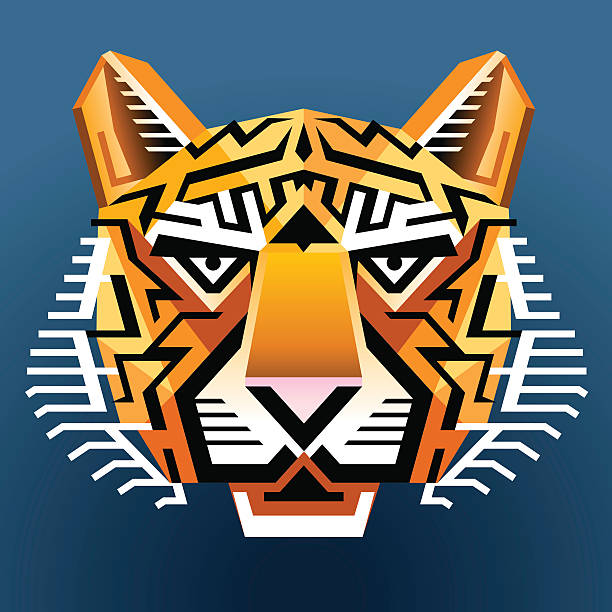 ilustraciones, imágenes clip art, dibujos animados e iconos de stock de tiger's face geométrica - tiger bengal tiger circus black