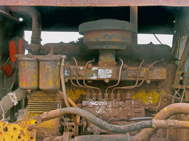 istock Engine part of Unused Old Bulldozer 1587406580