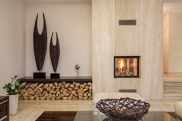 istock Travertine house Modern living room 158740842