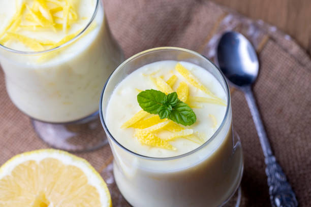 istock Traditional Delicious Turkish dessert; Lemon rice pudding (Turkish name; Limonlu Sutlac) 1587423242