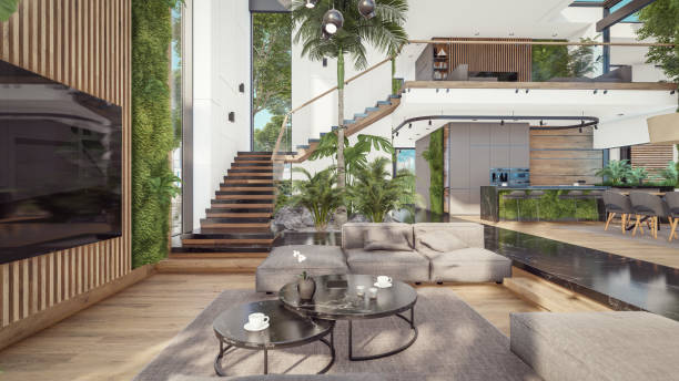 istock 3d rendering of expensive cozy interior with green walls in night 1587454531