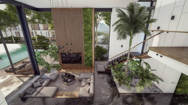 istock 3d rendering of expensive cozy interior with green walls in night 1587455087