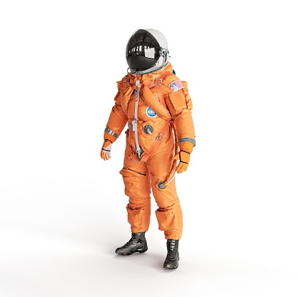 A 3d rendering of an astronaut wearing a space suit, ready to explore the universe