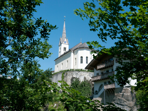 Traditional Church in Tyrolean village of Kaprun at the foot of the Kitzsteinhorn Mountain in Austria