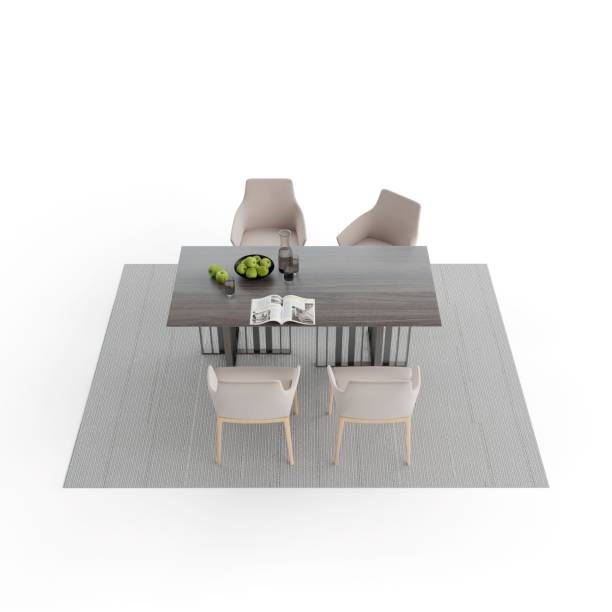 istock 3D render of a modern and stylish living space with a contemporary dining table surrounded by chairs 1587458940