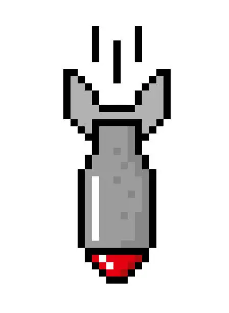 Vector illustration of Pixel Nuclear Bomb