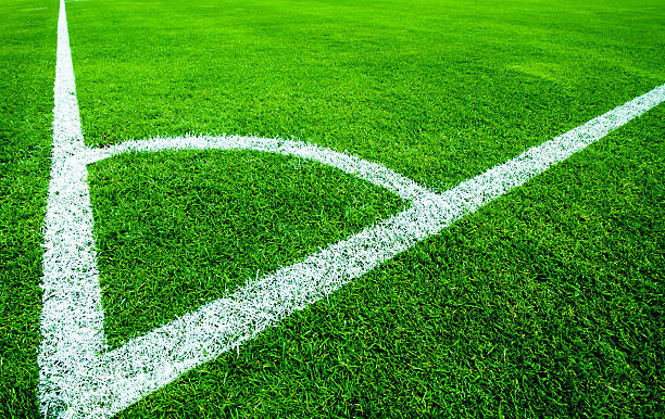 istock Football  field corner with white marks 158749782