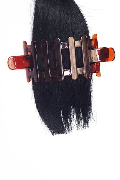 capelli neri e hairgrip - hairgrip foto e immagini stock