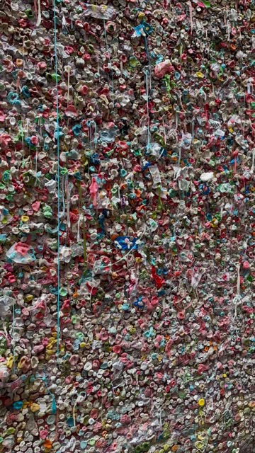 Close-up view of Seattle bubble gum wall. Chewing gum wall