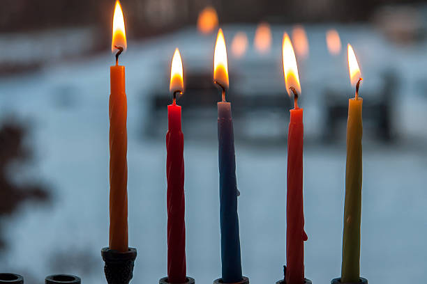 istock Hanukkah menorah chanukkiah with candles 158752042